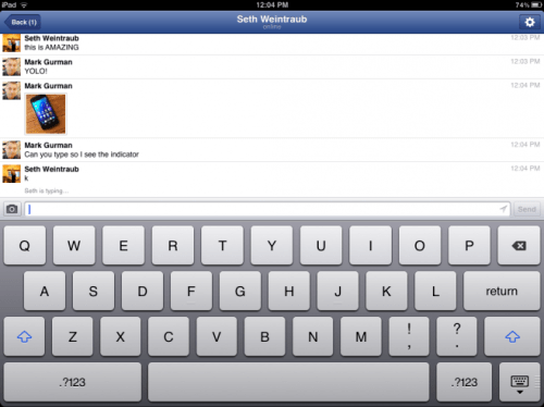 Leaked Screenshots of Facebook Messenger App for iPad