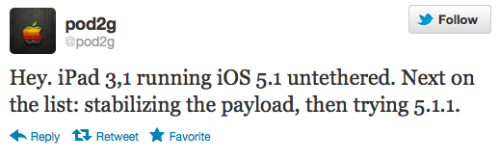 آیپد جدید توسط Pod2G در iOS 5.1 با موفقیت جیلبرک آنتدر شد! 