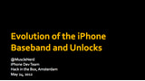Evolution of iPhone Baseband and Unlocks