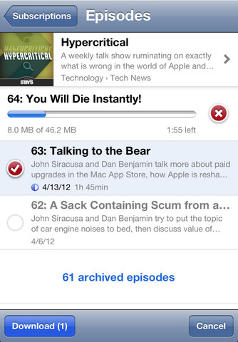 Instacast for iPhone Gets a Substantial Update