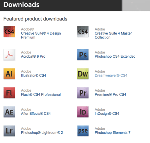 Adobe CS4 Trials Available for Download