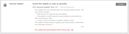 Apple Pushes OS X Mountain Lion Security Update Test