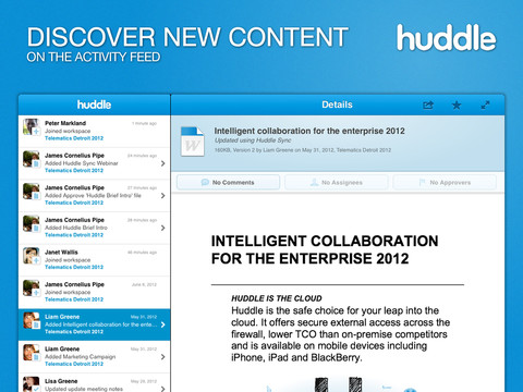 Huddle Enterprise Collaboration App Gets iPad Support
