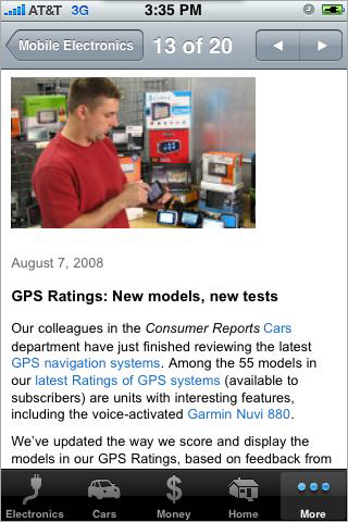 Consumer Reports Application For iPhone