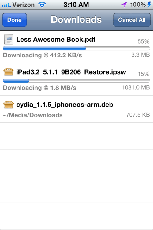 Safari Download Manager 2.0 is Now Available in Cydia