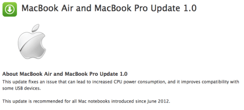 آپدیت 1.0 برای تمام Macbook های از June 2012