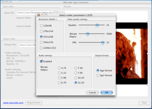 Macvide 3gp Converter 1.8 for Mac OS X