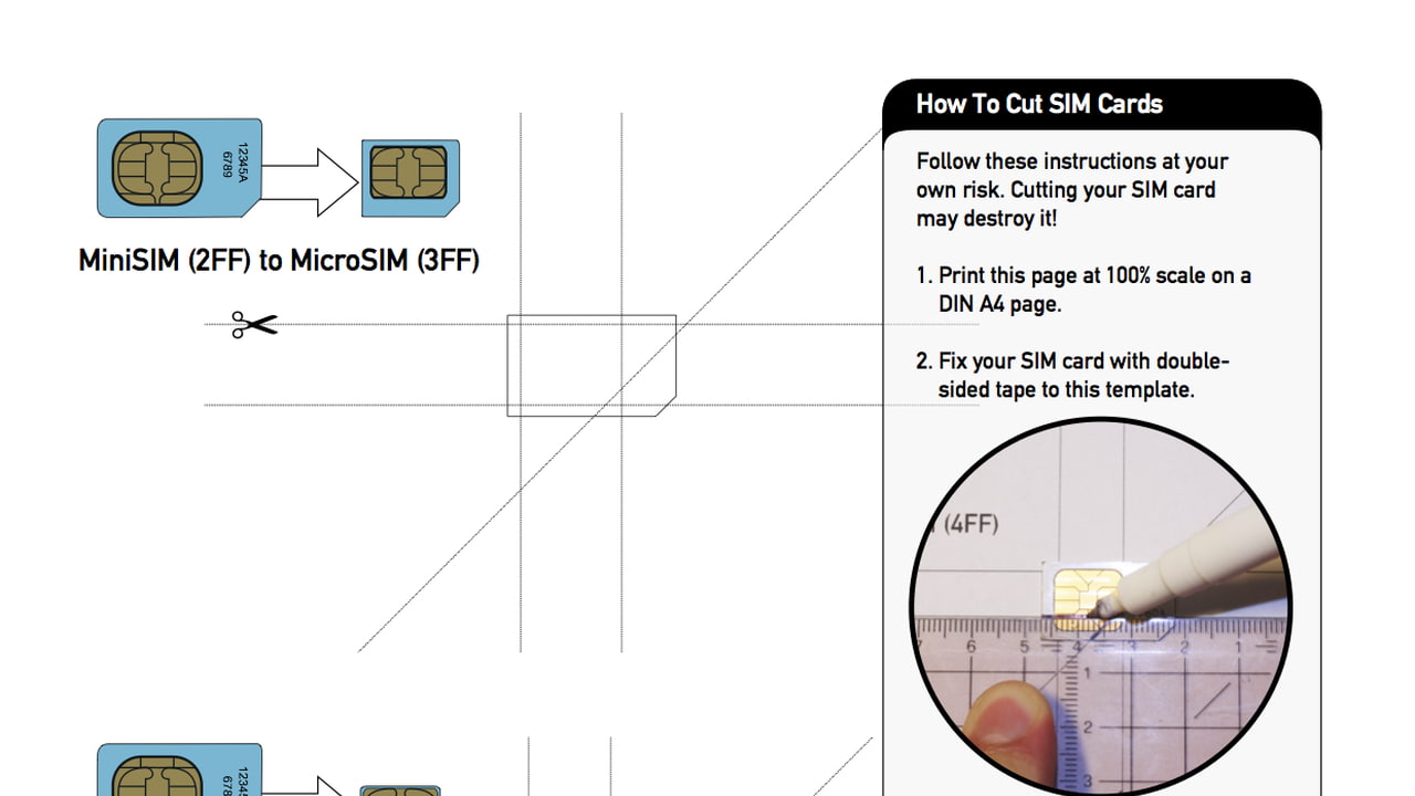 Printable Nano-SIM and Micro-SIM Cutting Guide [Download] - iClarified For Sim Card Cutter Template