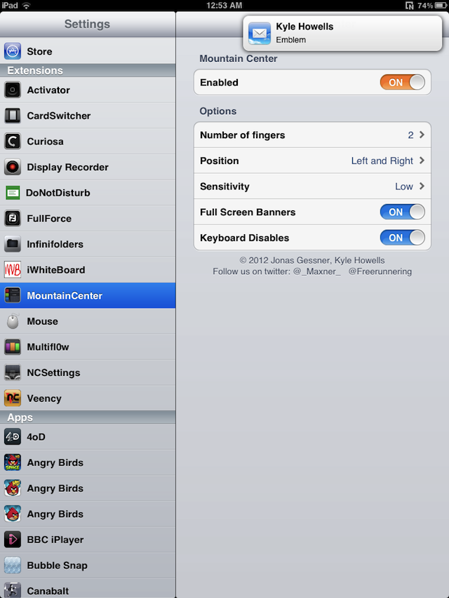 Emblem Brings OS X Style Notifications to the iPad