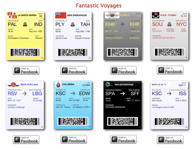 Add Historical Voyage and Event Tickets to Passbook