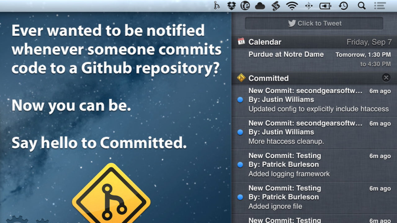 Committed Informs You of GitHub Commits via Notification Center ...