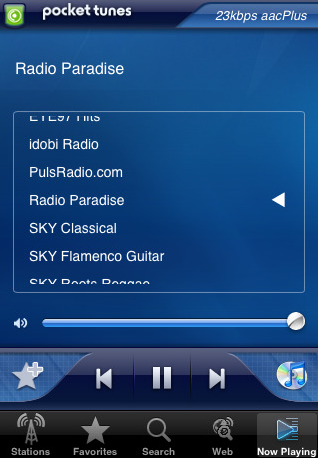 Pocket Tunes Radio on the iPhone