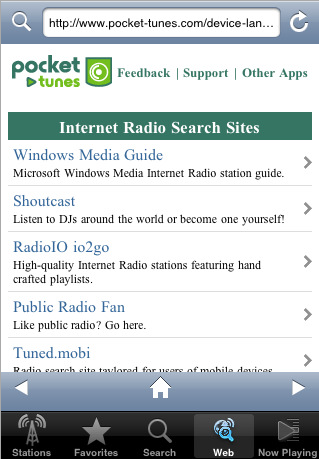 Pocket Tunes Radio on the iPhone