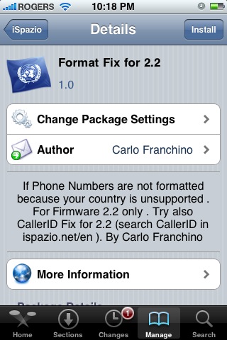 اصلاح هئية الارقام في iPhone اصدار 2.2