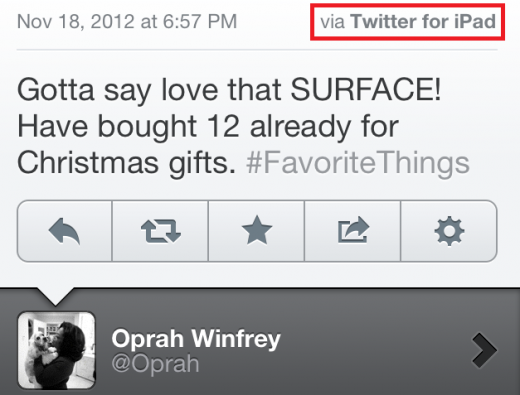 Oprah Tweets to Promote Microsoft Surface From iPad