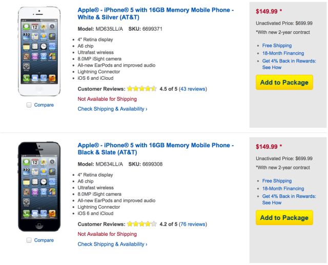 Best Buy Discounts iPhone 5 By $50