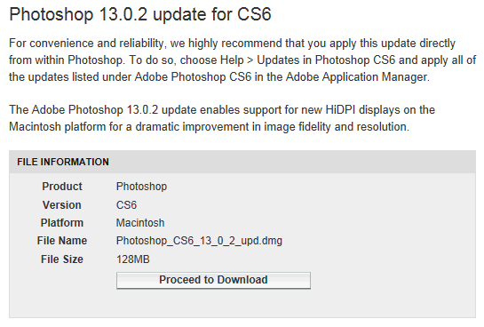 cs6 update retina