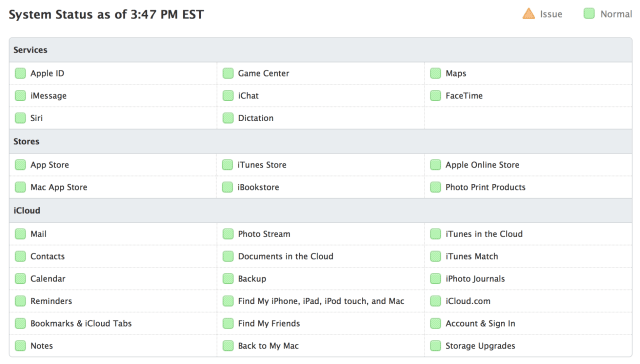 Apple system status