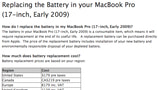 New MacBook Pro Battery Replacement Details