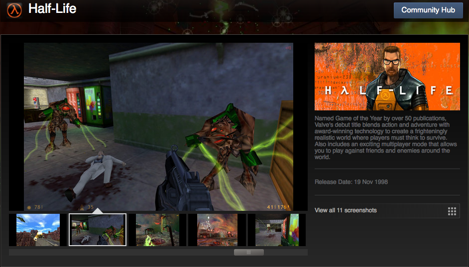 Half-Life for Mac OS X Released on Steam