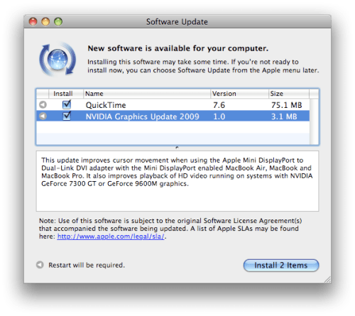 Apple Releases NVIDIA Graphics Update 2009
