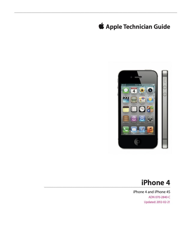 Apple&#039;s Official Technician Guide for the iPhone 4, iPhone 4S Leaked [Download]