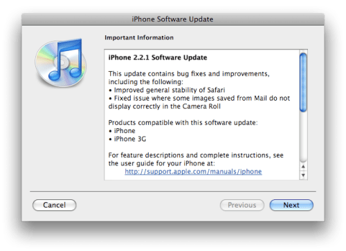 Apple Releases iPhone 2.2.1 Firmware Update