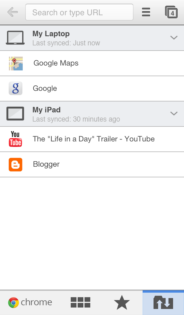 Chrome for iOS Adds Long Back Press, Messages Sharing
