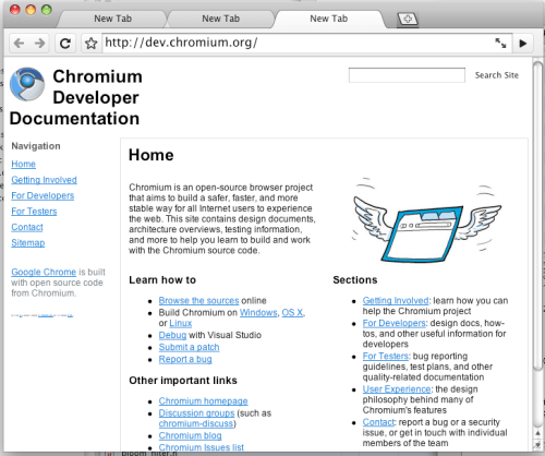 Early Screenshots of Google Chrome for Mac