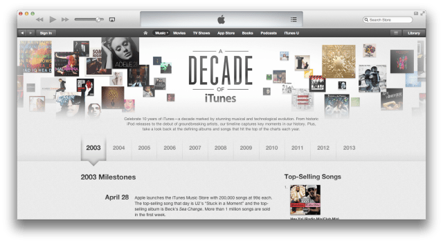 Apple Celebrates &#039;A Decade of iTunes&#039; With Timeline of Milestones