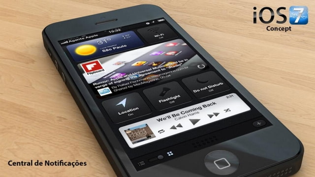 iOS 7 Concept Features New Notification Center, Custom Lock Screen, More [Video]
