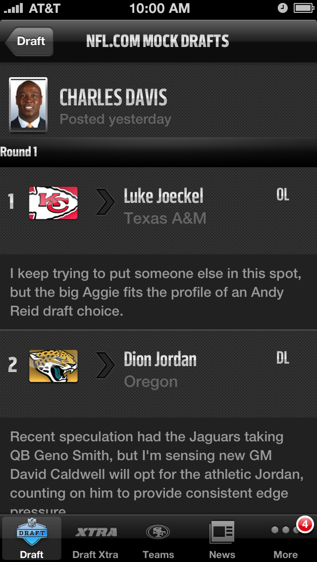 NFL &#039;13 App Gets Updated for the 2013 NFL Draft