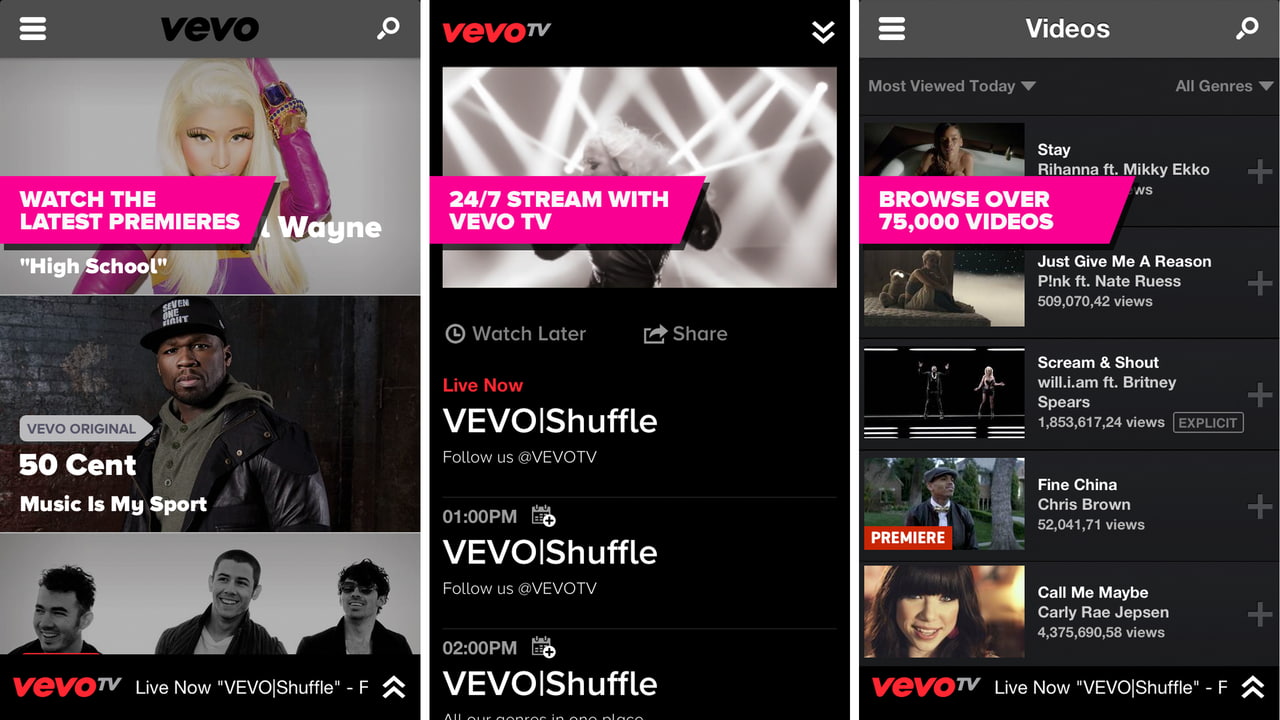 VEVO App Gets Section for Emerging Artists, TV Show Reminders - iClarified