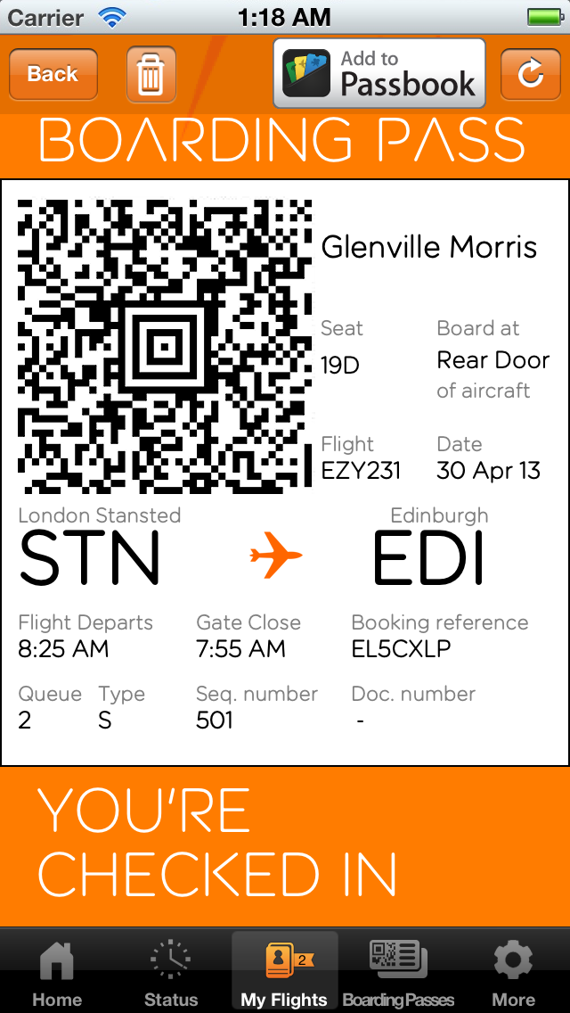 EasyJet Adds Support for Passbook Boarding Passes