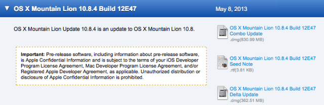 Apple Seeds OS X Mountain Lion 10.8.4 Build 12E47 
