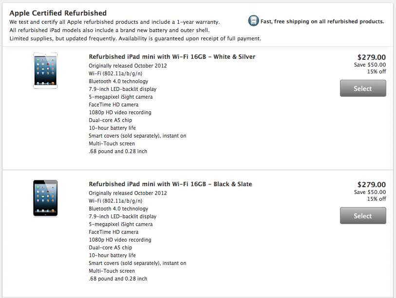 Apple Drops Price of Refurbished iPads