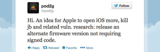 Pod2g: Apple Should Open Up iOS With Alternate Firmware That Runs Unsigned Apps