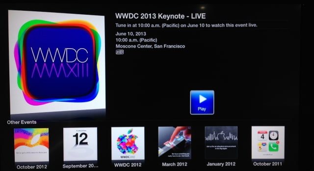 Apple To Live Stream WWDC Event on Apple TV [Update]