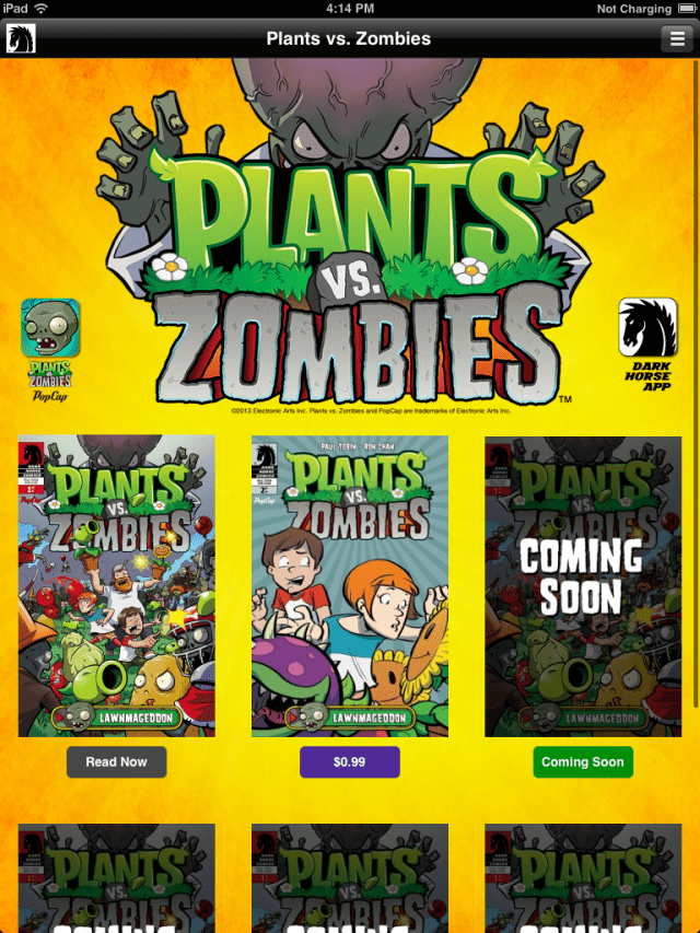 Plants vs Zombies Comics Now Available on the App Store