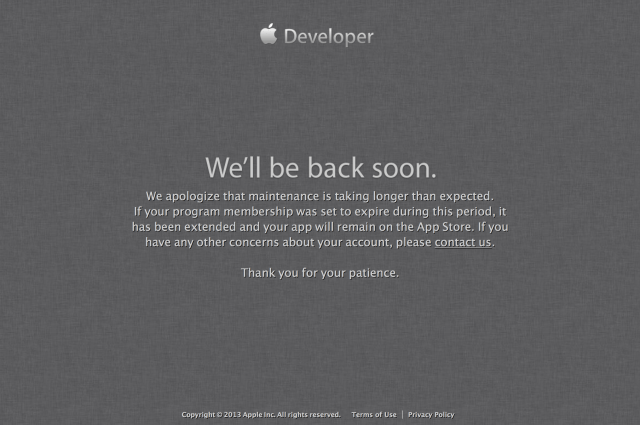 Apple&#039;s Developer Center is Still Down