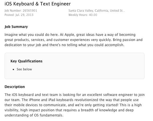 Apple Job Listing For iOS Keyboard and Text Engineer Hints at Support for Additional Languages 