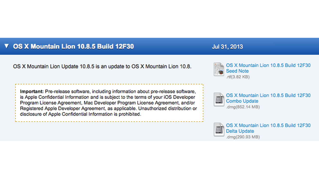 Apple Seeds New OS X Mountain Lion 10.8.5 Build to Developers for ...