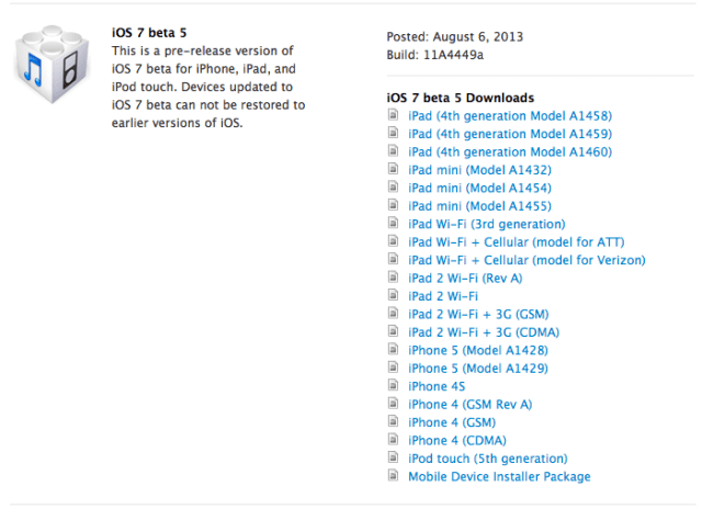 Apple Releases iOS 7 Beta 5 to Developers [Download]
