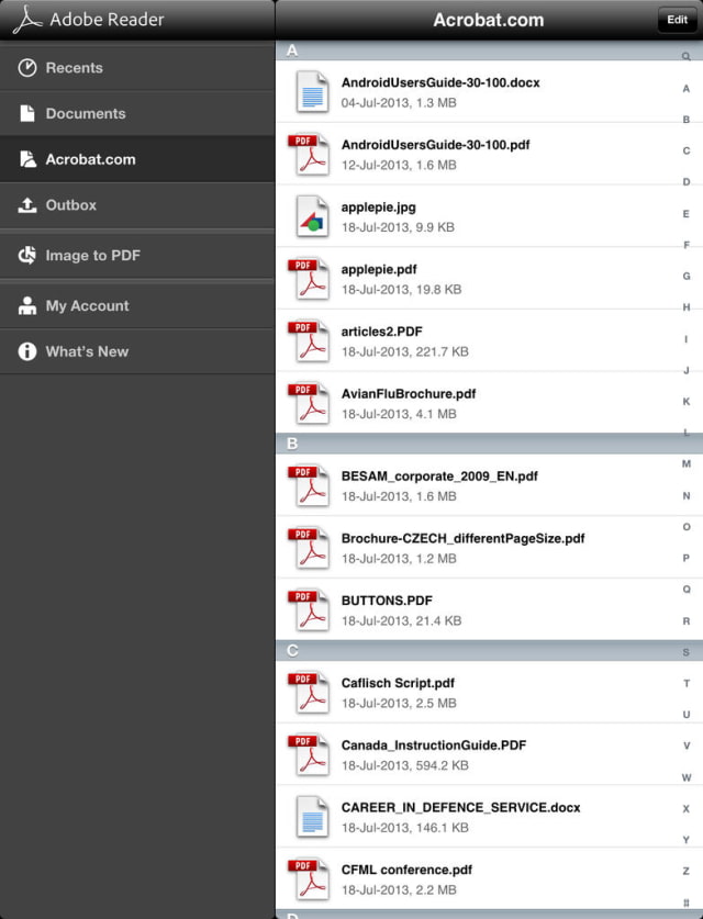 Adobe Reader App Updated With CreatePDF and ExportPDF Services