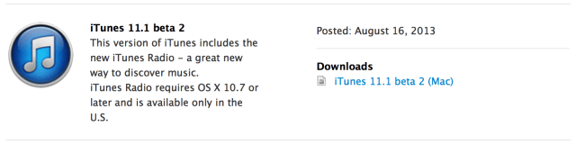Apple Releases iTunes 11.1 Beta 2 to Developers