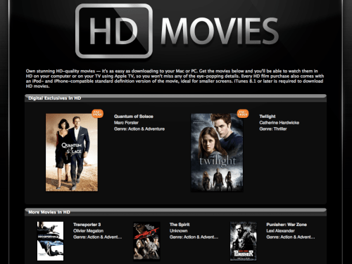High Definition Movies Now in the iTunes Store