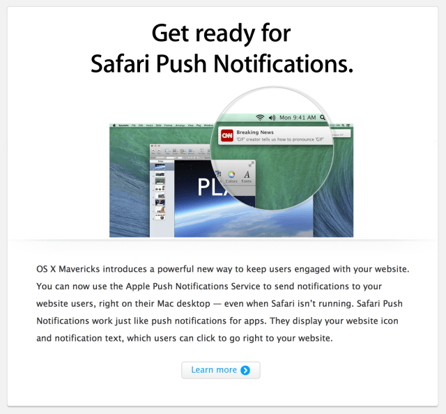Os programadores Apple terão de se preparar para as &quot;Notificações de websites&quot;