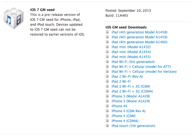 Apple Releases iOS 7 GM Seed to Developers [Download]