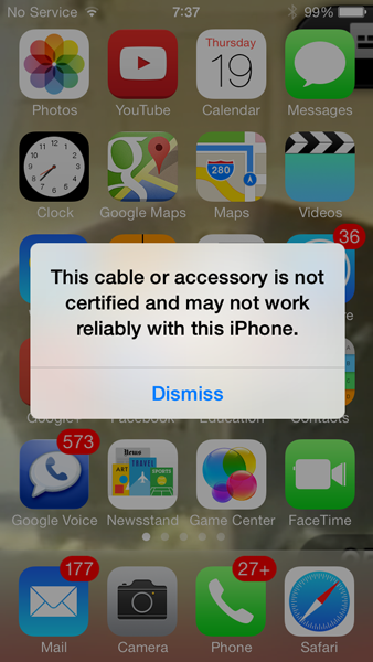 Apple Starts Blocking Knockoff Lightning Cables in iOS 7