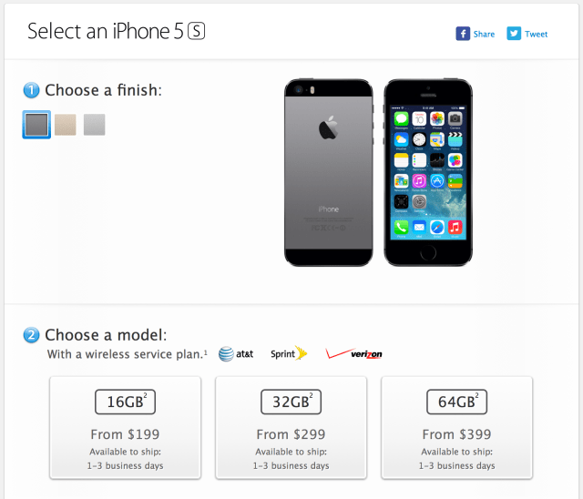 Apple iPhone 5s Orders Are Now Live, Will Ship Out in 1-3 Business Days!